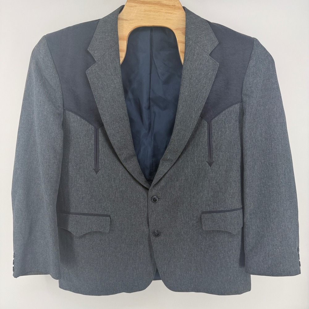 Circle S Mens Western Sport Coat Blazer Suede Yoke Arrowhead Made in USA 46R